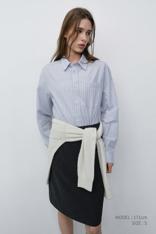 UNISEX INFORMAL SHIRT SOFT BLUE GREY STRIPE