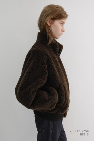 UNISEX BOA FLEECE BLOUSON DARK BROWN