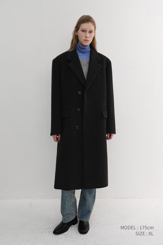 UNISEX BOXY TAILORED COAT BLACK