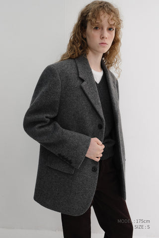 UNISEX 3 BUTTON WOOL BLAZER GREY