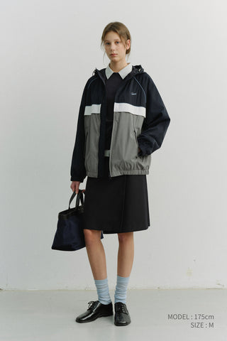 UNISEX BLOCKED WINDBREAKER NAVY