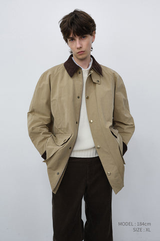 UNISEX WAXED COTTON HUNTING JACKET BEIGE