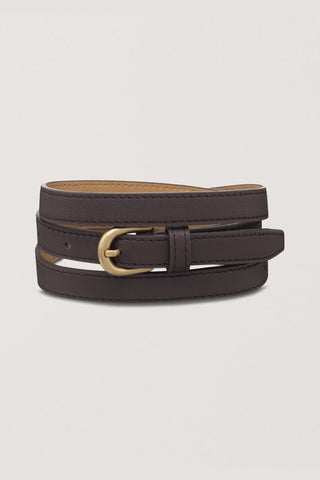 D-BUCKLE THIN LEATHER BELT ESPRESSO