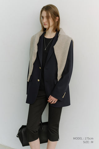 UNISEX 2 BUTTON WOOL BLAZER NAVY