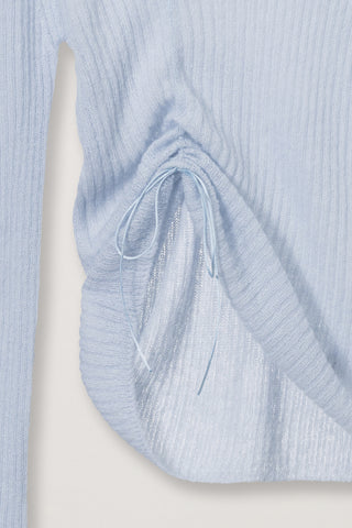2-WAY SHIRRING KNIT TOP SOFT BLUE