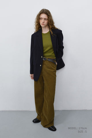 90S WIDE CORDUROY JEANS OLIVE GREEN