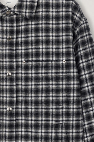 UNISEX QUILTED FLANNEL SHIRT BLACK CHECK