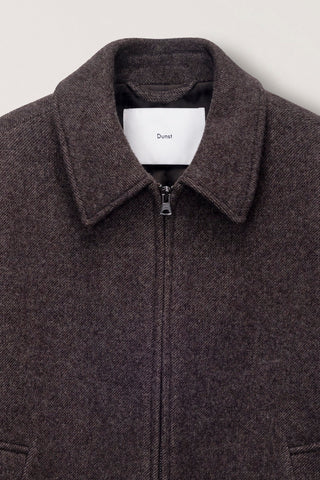 UNISEX COLLARED WOOL BLOUSON BROWN MELANGE