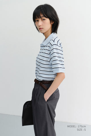 UNISEX STRIPED POLO SHIRT SOFT BLUE
