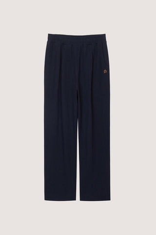 UNISEX LEATHER LOGO WIDE SWEAT PANTS FRENCH NAVY