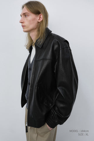 UNISEX REFINED LEATHER BLOUSON BLACK