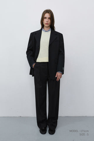 UNISEX REFINED MASCULINE WOOL BLAZER BLACK