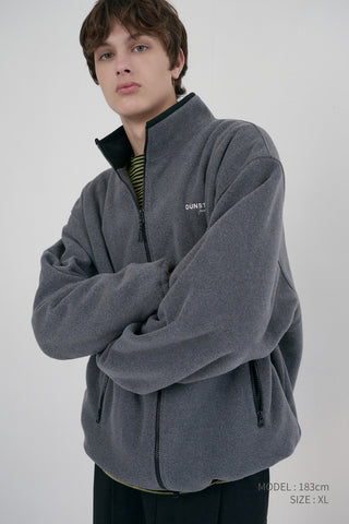 UNISEX ZIP-UP FLEECE SWEATSHIRT CHARCOAL GREY