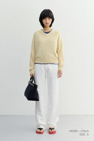 RELAXED SUMMER DENIM PANTS OFF WHITE