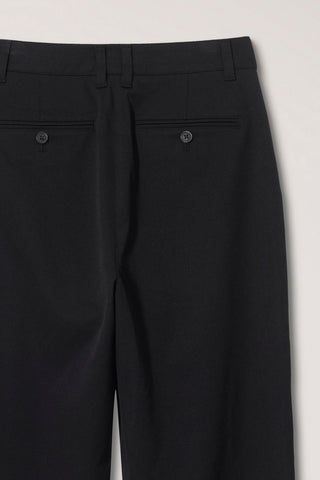 DOUBLE PLEATED WIDE SLACKS BLACK