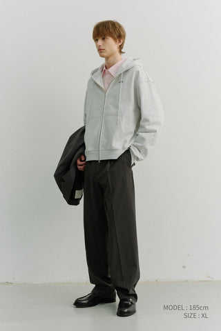 UNISEX CROPPED ZIP-UP HOODIE LIGHT MELANGE GREY