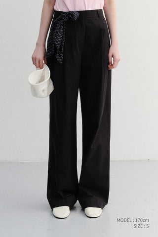 SUMMER DOUBLE PLEATED CHINO SLACKS BLACK