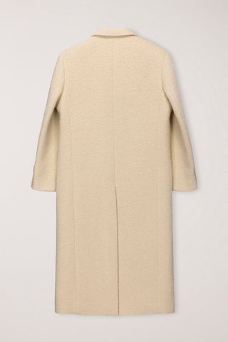 UNISEX 2-WAY 3 BUTTON BOUCLE WOOL COAT BUTTER CREAM