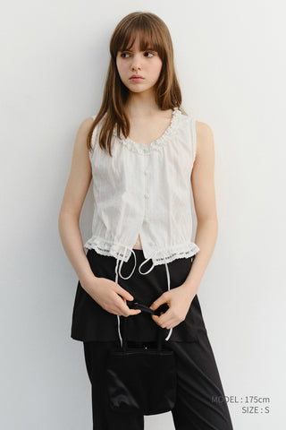 FRILL SLEEVELESS BLOUSE WHITE