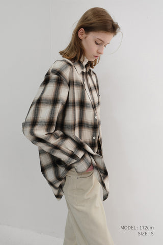 UNISEX WINTER FLANNEL CHECKED SHIRT BEIGE