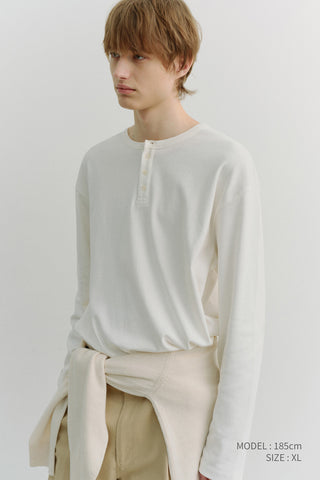 UNISEX HENLEY-NECK T-SHIRT OFF WHITE