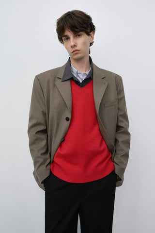 UNISEX CLASSIC 3 BUTTON WOOL BLAZER KHAKI BEIGE