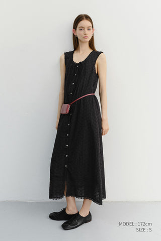 NEEDLEWORK BABYDOLL DRESS BLACK