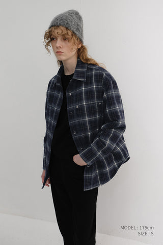 UNISEX QUILTED FLANNEL SHIRT NAVY CHECK