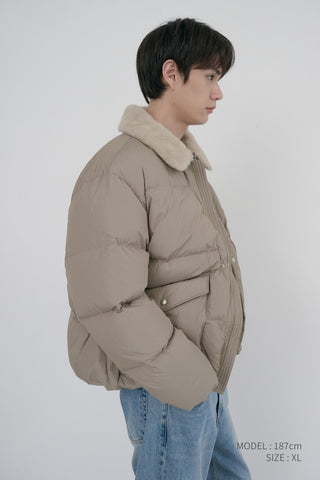 UNISEX COLLARED GOOSE DOWN JACKET BEIGE