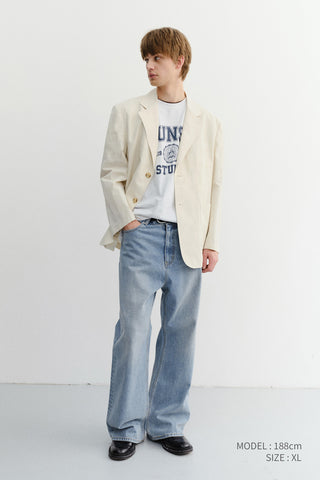 UNISEX CLASSIC LINEN JACKET CREAM