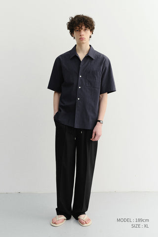 UNISEX OPEN COLLARED SHIRT NAVY