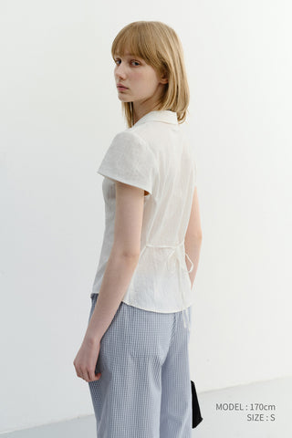 VINTAGE CAP SLEEVE SLIM SHIRT WHITE STRIPE