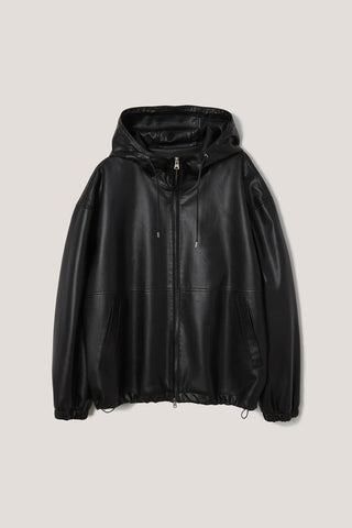 UNISEX ALTER-LEATHER WINDBREAKER BLACK