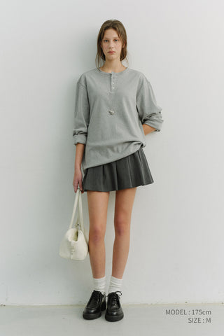 UNISEX HENLEY-NECK T-SHIRT MELANGE GREY
