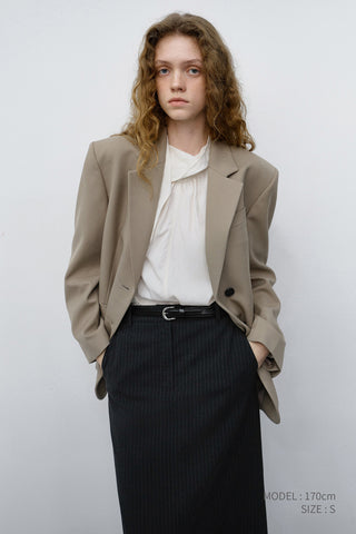 H-LINE LONG STRIPED SKIRT CHARCOAL GREY STRIPE