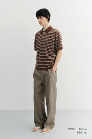 UNISEX STRIPED POLO KNIT BROWN MINT