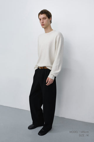 DOUBLE PLEATED WIDE SLACKS BLACK