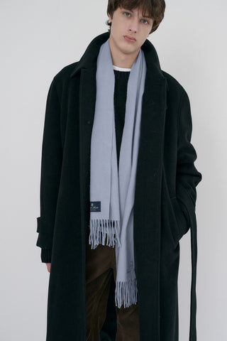 FRINGED CASHMERE MUFFLER SOFT BLUE