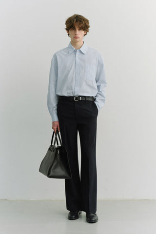 UNISEX OVERSIZED STRIPED SHIRT SKY BLUE STRIPE