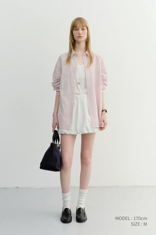 UNISEX CLASSIC STRIPED BD OVERSHIRT SOFT PINK