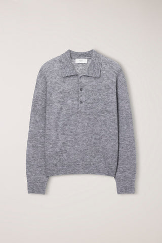 UNISEX HAIRY COLLARED SWEATER MELANGE GREY