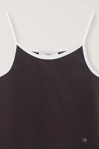 2-TONE TRIM SLEEVELESS TOP BROWN IVORY