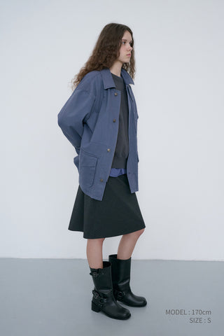 BIAS MIDI STRIPED SKIRT CHARCOAL GREY STRIPE