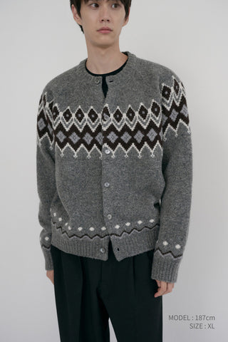 UNISEX CHUNKY PATTERN CARDIGAN MELANGE GREY