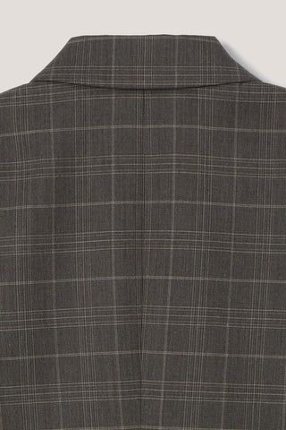 UNISEX 2 BUTTON WOOL BLAZER GREY CHECK