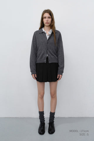 UNISEX COLLARED KNIT CARDIGAN MELANGE GREY