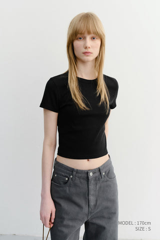 CROPPED SLIM TOP BLACK