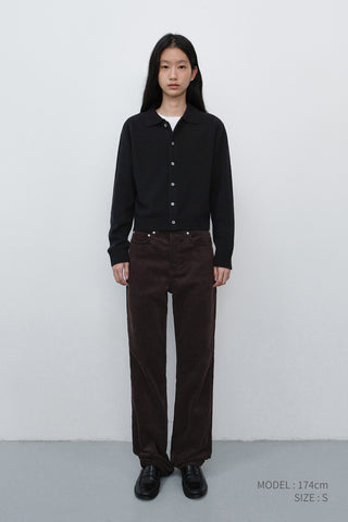 UNISEX COLLARED KNIT CARDIGAN BLACK