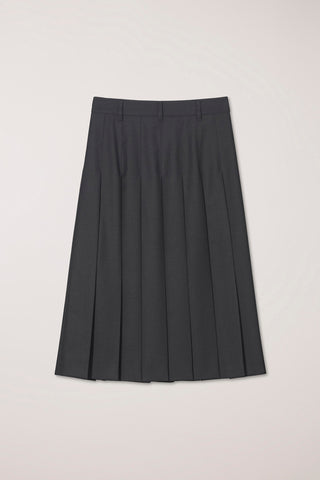PLEATS LONG SKIRT CHARCOAL GREY