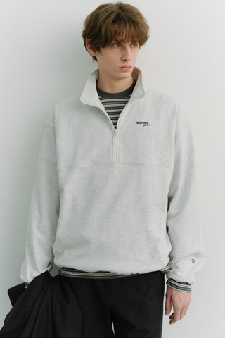 UNISEX RELAXED HALF ZIP-UP SWEATSHIRT LIGHT MELANGE GREY